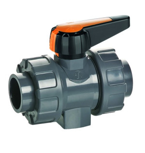Industrie-Kugelhahn aus PVC-U NW: 40 mm / Anschluss: GFK-Flansch 50 mm / PN: 16 bar / Werkstoff Dichtung: EPDM / Einheit: 1 Stück