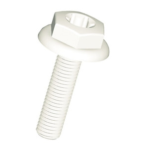 Sechskantschraube aus PA - mit Flansch und Innensechsrund Außengewinde: M10 x 1,5 / Gewindelänge: 40 mm / D: 22 mm / h: 10,4 mm / h1: 3,5 mm / d1: 5