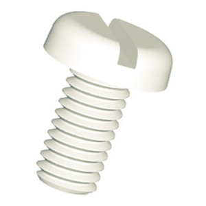Flachkopfschraube (DIN 85) aus PP - mit Schlitz Außengewinde: M5 x 0,8 / Gewindelänge: 25 mm / D: 9,5 mm / l1: 3 mm / d1: 1,2 mm / l2: 1,2 mm / Einh