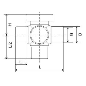 Mehrweg-Kugelhahn aus PP, PVDF oder PFA - gespritzt Ausführung: 3-Wege, L, vertikal / NW: 6 mm / Innengewinde: G 1/4" / max. Durchfluss Flüssigkeite