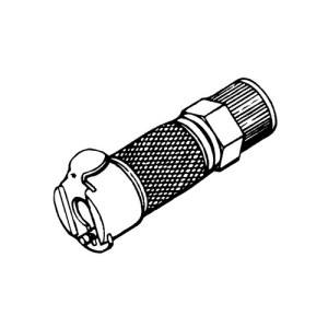 Schnellverschlusskupplung aus Messing-verchromt, NW 3,2 mm Anschluss: Rohr 6,4 mm / Ventil: ohne / Länge: 43 mm / Einheit: 1 Stück