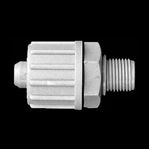 Gerader-Verbinder mit Außengewinde aus PP oder PVDF für Gewebeschläuche Schlauch Innen-: 4 mm / Schlauch Außen-: 10 mm / Außengewinde: NPT 1/2" /