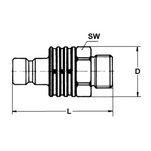POM-Schnellverschluss-Stecker, NW 12,2 mm Anschluss: A-Gewinde G 1/2" / Ventil: mit / Länge: 78 mm / Einheit: 1 Stück