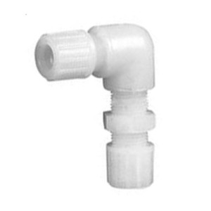 Winkel-Verbinder aus PFA - Schott Schlauch Innen-: 5 mm / Schlauch Außen-: 8 mm / D: 14,5 mm / D1: 13 mm / l: 9 mm / L1: 33 mm / L2: 53 mm / SW: 1