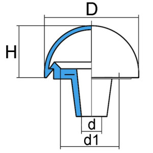 Abdeckkappe aus HDPE mit Rosette für Gewinde: M5:M6 / d: 6 mm / d1: 9,5 mm / D: 14,5 mm / H: 7 mm / Farbe: weiß / Einheit: 100 Stück