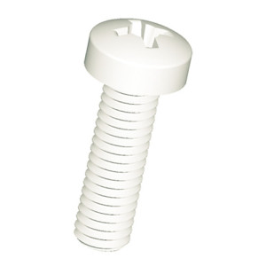 Linsenschraube (DIN 7985) aus PA - mit Kreuzschlitz Außengewinde: M6 x 1 / Gewindelänge: 10 mm / D: 12 mm / l1: 4,6 mm / Einheit: 50 Stück