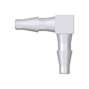 Mini-Winkel-Schlauchtülle - mit kubischem Steg Schlauch Innen-: 2,4 mm / Werkstoff: PP / Farbe: natur / Einheit: 10 Stück