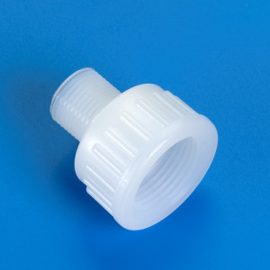 Gewindeadapter mit Außengewinde aus PP, PVDF oder PFA - lose Überwurfmutter DIN 8063 Außengewinde: NPT 1/4" / Innengewinde: NPT 3/4" / D1: 38 mm / L