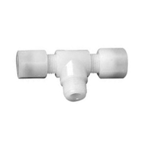 T-Rohrverbinder mit Außengewinde aus PFA Rohr Außen-: 1/8" Zoll / Außengewinde: NPT 1/4" / D: 15 mm / l1: 15 mm / L1: 52 mm / L2: 12 mm / Einheit: