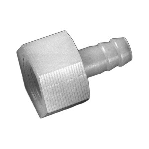 Gerade-Schlauchtülle mit Innengewinde aus PP, PVDF oder PTFE Schlauch Innen-: 8 mm / Innengewinde: NPT 1/4" / l1: 16,4 mm / l2: 23 mm / L: 45 mm /
