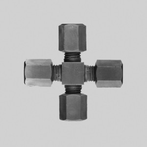 Kreuz-Rohrverbinder aus PP, PVDF oder PTFE Rohr Außen-: 10 mm / D: 20 mm / L: 88 mm / Werkstoff: PVDF / Einheit: 1 Stück