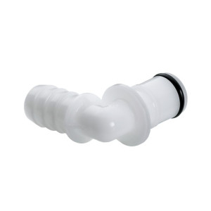 POM-Vollplast-Schnellverschluss-Stecker, NW 6,4 mm Anschluss: Tülle 9,5 mm / Ventil: mit / Länge: 38 mm / Ausführung: winkel / Einheit: 2 Stück