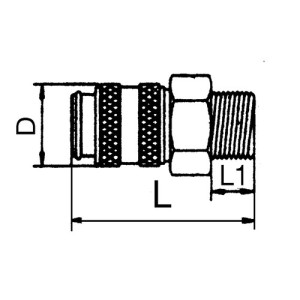 Mini-Schnellverschlusskupplung, NW 1,8 mm - absperrend Anschluss: A-Gewinde M3 / Ventil: mit / Länge: 19 mm / Werkstoff: Messing / Einheit: 2 Stück