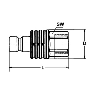 POM-Schnellverschluss-Stecker, NW 12,2 mm Anschluss: I-Gewinde G 3/4" / Ventil: mit / Länge: 81 mm / Einheit: 1 Stück
