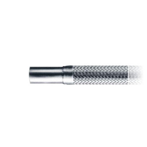 Edelstahl-Druckschlauch mit geraden Endstücken NW: 12 mm / max. Betr.-Druck: 16 bar / d: 15 mm / s: 2 mm / a: 32 mm / l: 28 mm / L: 500 mm / Einheit