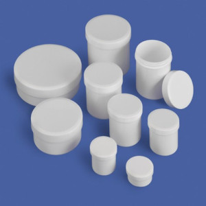Verpackungsdose aus PP - mit Schraubverschluss Inhalt: 1.000 ml / Außen-: 108 mm / Höhe: 146 mm / Einheit: 3 Stück