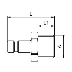Schnellverschluss-Stecker aus Messing-vernickelt, NW 2,7 mm - einseitig absperrend Anschluss: A-Gewinde G 1/8" / Länge: 20 mm / SW: 11 mm / Einheit: