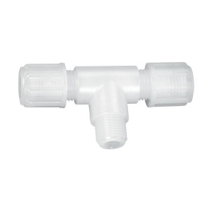 Mikro-T-Verbinder mit Außengewinde aus PTFE oder PFA Schlauch Außen-: 1 mm / Außengewinde: NPT 1/4" / l1: 15 mm / L1: 60 mm / L2: 28 mm / Werkstoff
