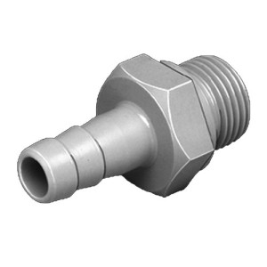 Gerade-Schlauchtülle mit Außengewinde aus PP, PVDF oder PTFE Schlauch Innen-: 10 mm / Außengewinde: G 1/4" / d: 11,6 mm / l1: 12 mm / l2: 27 mm / L