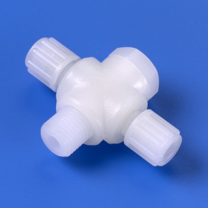 T-Schwenk-Verbinder mit Außengewinde aus PP oder PVDF Schlauch Innen-: 8 mm / Schlauch Außen-: 10 mm / Außengewinde: G 1/4" / D: 20 mm / h: 26 mm