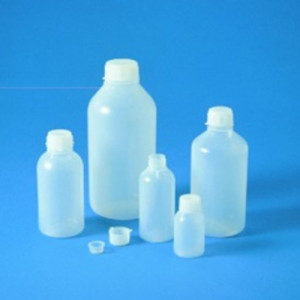 Enghals-Steilbrustflasche aus LDPE Inhalt: 50 ml / Außen-: 40 mm / -Hals: 18 mm / Höhe: 75 mm / Einheit: 10 Stück