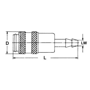 Schnellverschlusskupplung aus Messing-vernickelt, NW 7,2 mm - zweiseitig absperrend Anschluss: Tülle 6 mm / Länge: 73 mm / Einheit: 1 Stück