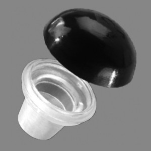 Abdeckkappe aus HDPE mit Rosette für Gewinde: M5 / d: 5,2 mm / d1: 9,5 mm / D: 14,5 mm / H: 5 mm / Farbe: weiß / Einheit: 50 Stück