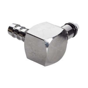 Winkel-Schnellverschluss-Stecker aus Messing-verchromt, NW 3,2 mm Anschluss: Tülle 3,2 mm / Ventil: mit / Länge: 24 mm / Einheit: 1 Stück