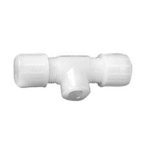 T-Verbinder mit Innengewinde aus PFA Schlauch Innen-: 6 mm / Schlauch Außen-: 10 mm / Innengewinde: NPT 1/8" / l1: 11,6 mm / L1: 70 mm / L2: 20 mm