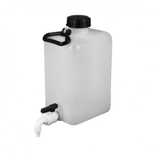 Ballon (vierkant) aus LDPE - mit eingeschraubtem Kugelhahn Inhalt: 30 l / Abmessung LxBxH: 310 x 300 x 560 mm / -Hals: 65 mm / Tragegriff: 2 / Einh