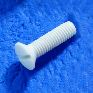 Senkkopfschraube (DIN 963) aus PA - mit Schlitz Außengewinde: M3 x 0,5 / L: 6 mm / D: 5,5 mm / d1: 0,8 mm / h: 1,7 mm / h1: 0,9 mm / Einheit: 50 Stü