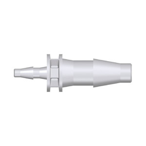 Mini-Reduzier-Schlauchtülle - mit Steg Schlauch Innen- (A): 1,6 mm / Schlauch Innen- (B): 4 mm / Werkstoff: PVDF / Farbe: natur / Einheit: 5 Stück