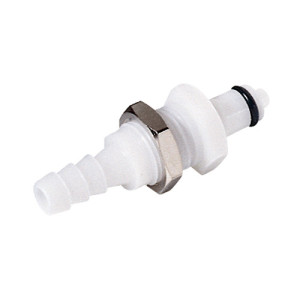 POM-Schnellverschluss-Stecker, NW 3,2 mm - Schalttafel Anschluss: Tülle 3,2 mm / Ventil: ohne / Länge: 41 mm / Schott-: 13 mm / Einheit: 1 Stück