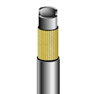 EPDM-Hochdruck-Doppelmantel-Schlauch - zwei Stahldrahtgeflechte Innen-: 9,5 mm / Außen-: 19,5 mm / max. Betr.-Druck: 350 bar / min. Biegeradius: 1