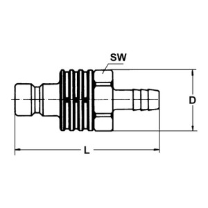 POM-Schnellverschluss-Stecker, NW 12,2 mm Anschluss: Tülle 19 mm / Ventil: mit / Länge: 98 mm / Einheit: 1 Stück