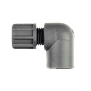 Winkel-Verbinder mit Innengewinde aus PP oder PVDF Schlauch Innen-: 6 mm / Schlauch Außen-: 8 mm / Innengewinde: G 1/2" / D1: 30 mm / l1: 16 mm /