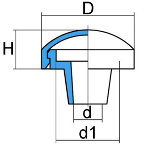 Abdeckkappe aus HDPE mit Rosette für Gewinde: M5 / d: 5,2 mm / d1: 9,5 mm / D: 14,5 mm / H: 5 mm / Farbe: schwarz / Einheit: 50 Stück