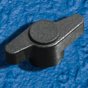 Flügelmutter aus PA - mit breiten Flügeln Innengewinde: M5 x 0,8 / D: 16 mm / L: 36 mm / h: 13 mm / H: 18 mm / Einheit: 20 Stück