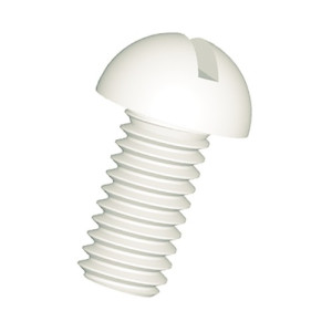 Halbrundschraube aus PA - mit Schlitz Außengewinde: M6 x 1 / Gewindelänge: 6,5 mm / D: 10 mm / l1: 5 mm / d1: 1,6 mm / l2: 1,6 mm / Einheit: 50 Stüc
