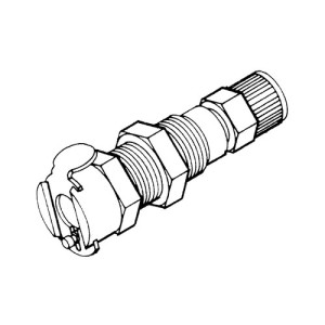 PP-Schnellverschlusskupplung, NW 6,4 mm - Schalttafel Anschluss: Rohr 9,5 mm / Ventil: mit / Länge: 50 mm / Schott-: 18 mm / Einheit: 1 Stück