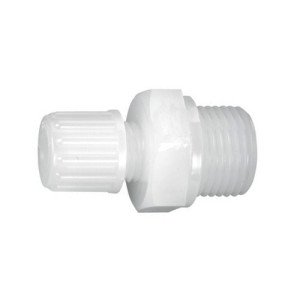 Gerader-Verbinder mit Außengewinde aus PFA Schlauch Innen-: 8 mm / Schlauch Außen-: 10 mm / Außengewinde: G 1/8" / l1: 8 mm / L1: 33 mm / SW: 19 m