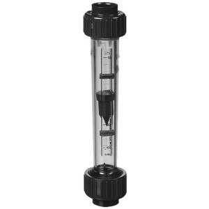 Durchflussmesser aus PVC-U - Skala: 170/200 mm d: 32 mm / NW: 25 mm / DIN 8063 Verschraubung: G 1 1/2" / Messbereich Flüssigkeiten: 150 - 1500 l/h /
