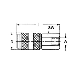 Schnellverschlusskupplung aus Edelstahl, NW 7,8 mm - einseitig absperrend Anschluss: I-Gewinde G 1/4" / Länge: 56 mm / Einheit: 1 Stück