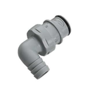 PP-Winkel-Schnellverschluss-Stecker, NW 9,5 mm Anschluss: Tülle 9,5 mm / Ventil: ohne / Länge: 49,5 mm / Einheit: 1 Stück