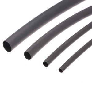 Polyolefin-Schrumpfschlauch, Schrumpfrate 2:1 - bis +125 °C - schwarz  vor Schrumpfung (D): 12,7 mm /  nach Schrumpfung (d): 6,4 mm / Wandstärke n