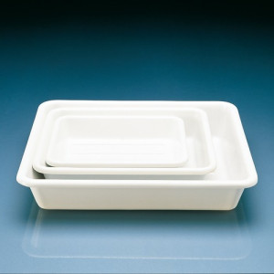 Experimentierschale aus PP Inhalt: 3 l / Bodenmaße innen LxB: 175 x 235 mm / Randmaße außen LxBxH: 245 x 305 x 69 mm / Einheit: 3 Stück