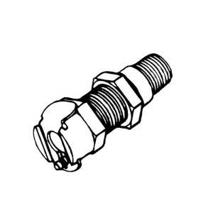 Schnellverschlusskupplung aus Messing-verchromt, NW 3,2 mm - Schalttafel Anschluss: A-Gewinde NPT 1/8" / Ventil: mit / Länge: 32 mm / Schott-: 13 m
