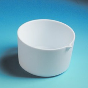 Abdampfschale aus PTFE - hoch, mit Ausguss Inhalt: 50 ml / -oben: 49 mm / Höhe: 41 mm / Einheit: 1 Stück
