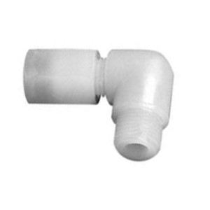 Winkel-Rohrverbinder mit Außengewinde aus PFA Rohr Außen-: 8 mm / Außengewinde: NPT 3/8" / D: 20 mm / l1: 15 mm / L1: 39 mm / L2: 16 mm / Einheit:
