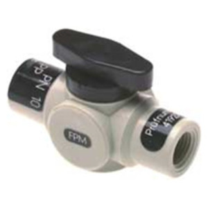 Kugelhahn aus PP, PVDF oder PFA - gespritzt NW: 2 mm / Innengewinde: G 1/16" / max. Durchfluss Flüssigkeiten: 100 l/h / Werkstoff: PFA / Einheit: 1